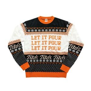 Tito’s Handmade Vodka Kinda Ugly Christmas Sweater Let It Pour Crewneck Unisex